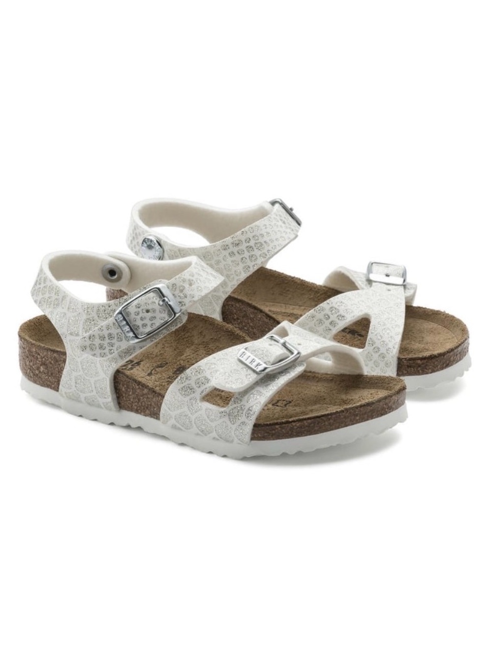 Birkenstock Rio Magic Snake Size 32 Girls Animal Print Metallic Chrome